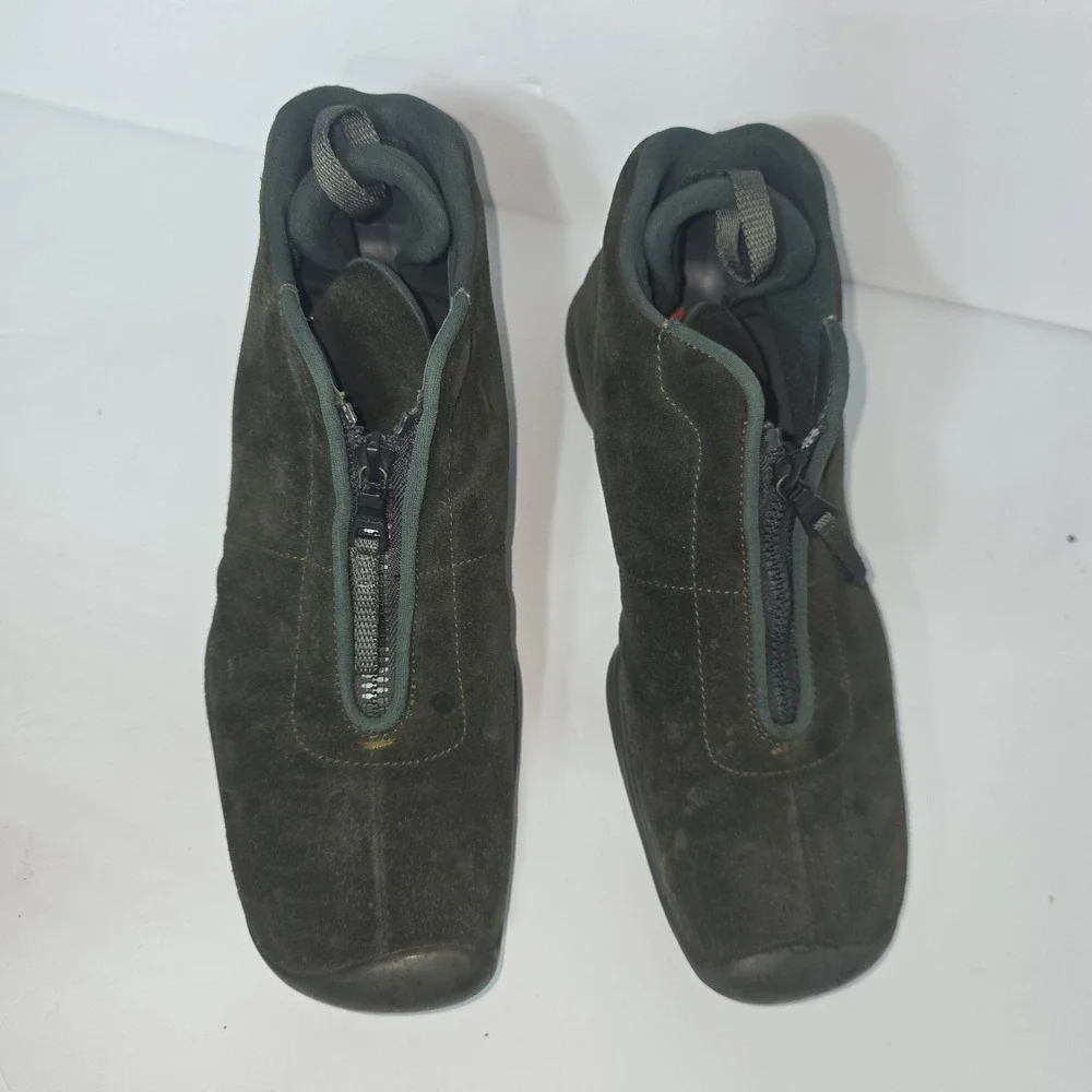 Vintage Prada Rare Olive Suede Front Zip High Top Sneakers Mens Sz US 9 Box